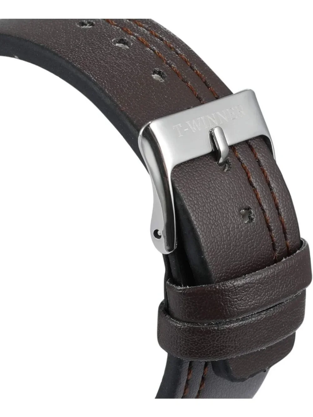 Men's Silver Brown Stylish Analog Sport Style Mechanical Hand-Wind Wrist Watch
